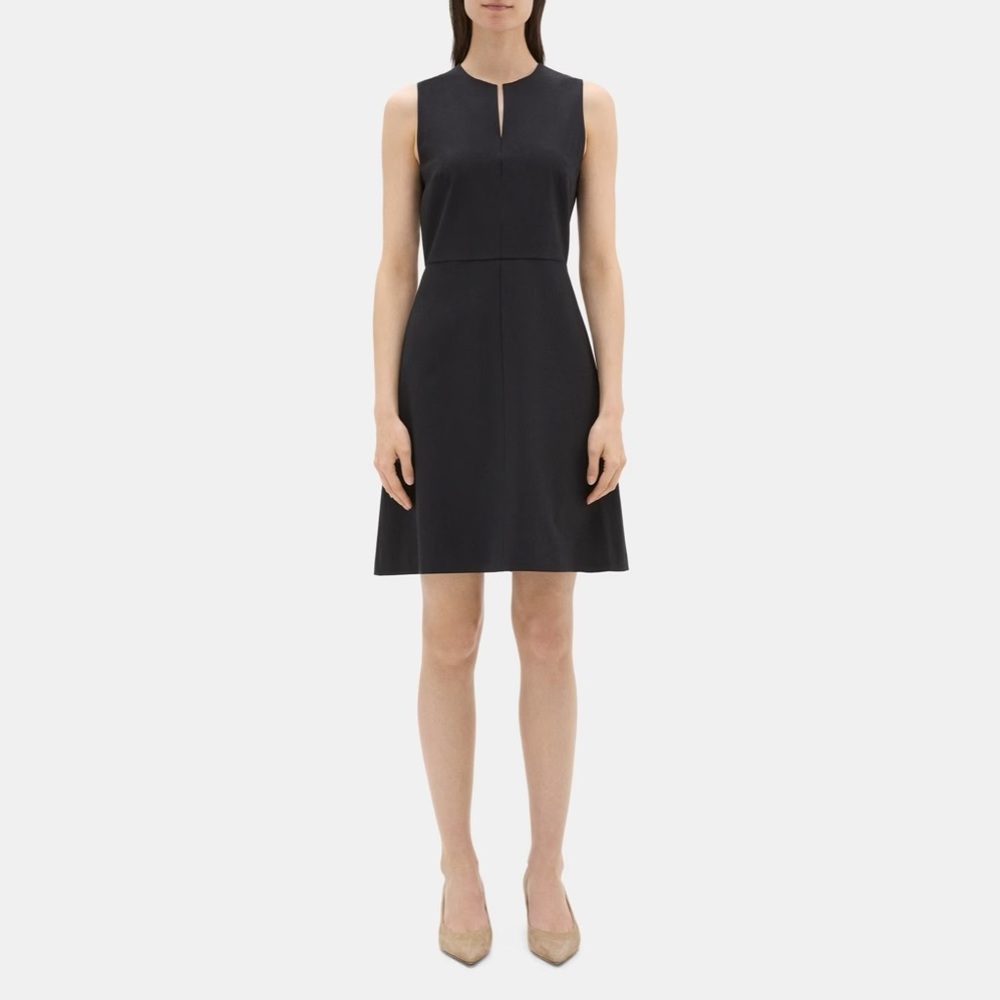 Theory Outlet Split Front Dress in Sevona Stretch Wool